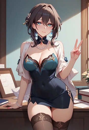 star rail,ruan mei,secretary, stockings  - AI generated anime art